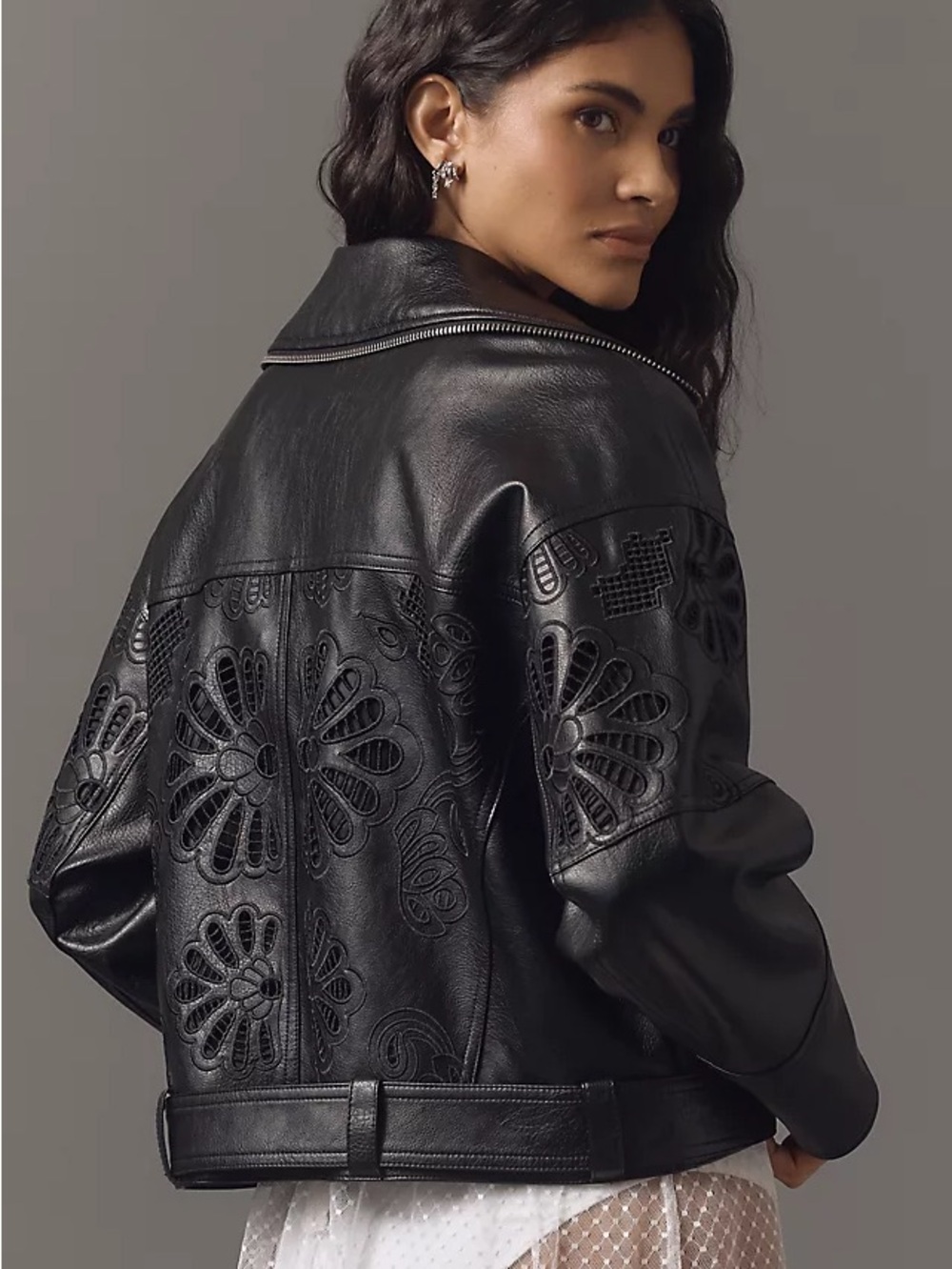 NWT Anthropologie Faux Leather Eyelet Moto Jacket